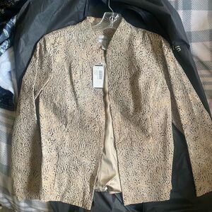 Chico's Beige/Gold Leather Blazer